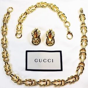 ⚜️ GORGEOUS Vintage Equestrian Collector’s PAOLO Gucci Gold Tone Jewelry Set